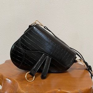 Nasty Gal Faux Leather Croc Saddle Shoulder Bag